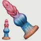 Dildo monstru din silicon cu bile și ventuză 22 x 5 cm - roz