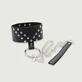 Leather Collar With Studs & Chain - Black