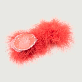 Furry Adhesive Nipple Covers With Faux Fur - Red