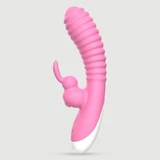 Maya Dual Motor Silicone Rabbit Vibrator With Ribbed Surface - Pink