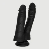Akhom 17,5 cm Dubbele Realistische Siliconen Dildo met Zuignap - Zwart