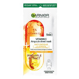 Maschera tovagliolo con ananas e vitamina Cg Fiala Anti-Fatigue Skin Naturals, 15 g, Garnier