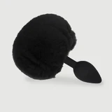 Großer Bunny Tail Butt Plug aus Silikon für Anfänger - Schwarz