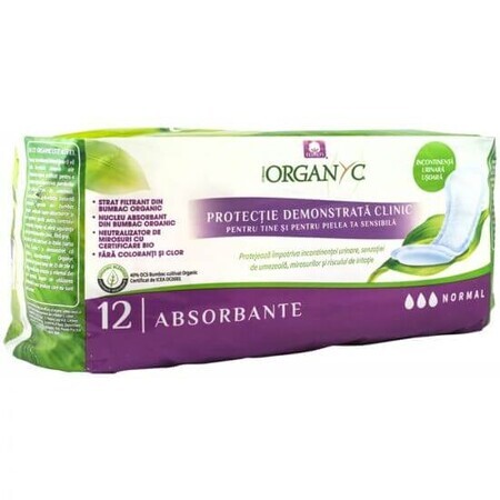 Serviettes d'incontinence en coton biologique, 12 pièces, Organyc