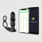 Power Thruster Wave App Controlled Prostate Silicone Prostate Thrusting Vibrator With Cock Ring - Black