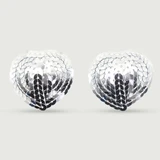 Sequin Heart Shaped Nipple Pasties - Silver