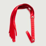 Flogger met leren staarten en geklonken handvat - Rood