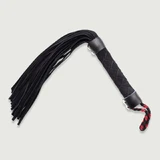 Flogger With Braided Handle & Suede Strands - Black
