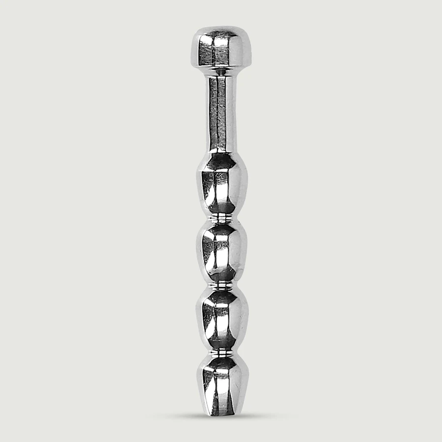 Plug metalic pentru penis cu nervuri 7 mm - argintiu