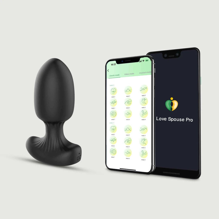 Der glatte Hintern Silikon App-basierte vibrierende Butt Plug - Schwarz