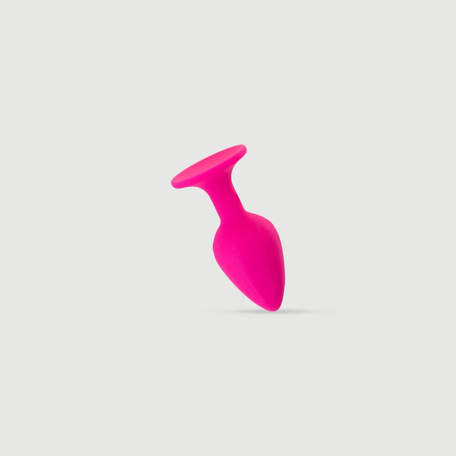 Anal Collection Wavy Medium Silicone Butt Plug with Suction Cup - Pink