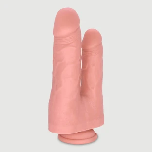 Eric 22 cm Dubbele Realistische Siliconen Dildo met Zuignap - Vlezig