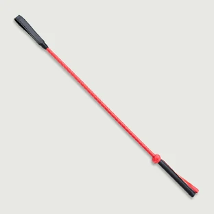 Geflochtener Schaft Reitgerte mit Leder Spitze 56 cm - Rot