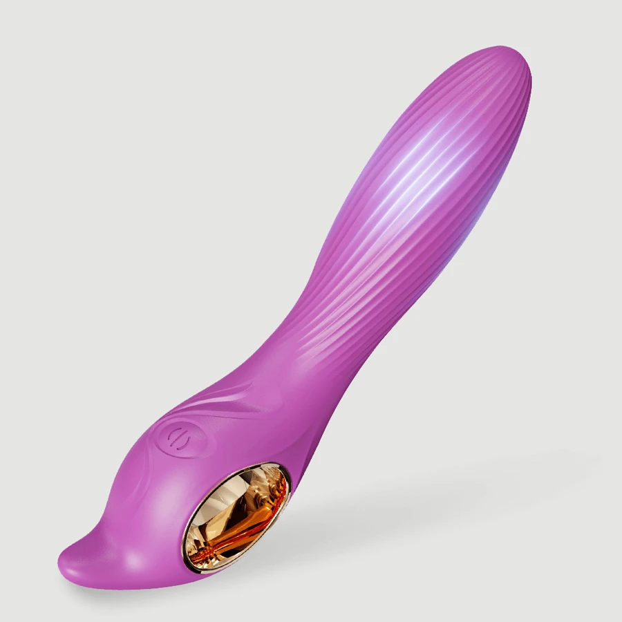 Aurora siliconen vibrator met gladde ribbels - Paars