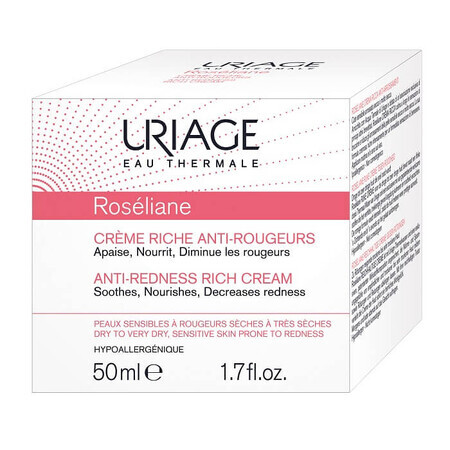 Anti-roodheid crème voor droge huid Roseliane, 50 ml, Uriage