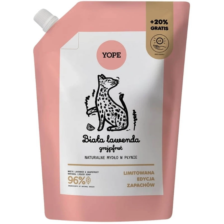 YOPE Vloeibare Zeep Wit Lavendel Grapefruit Navulling 600 ml