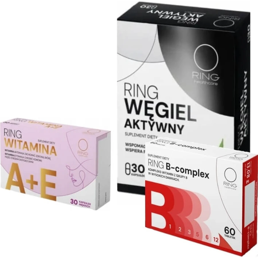 Inel Cărbune activat + Vitamina A + E + Vitamina B-Complex ...