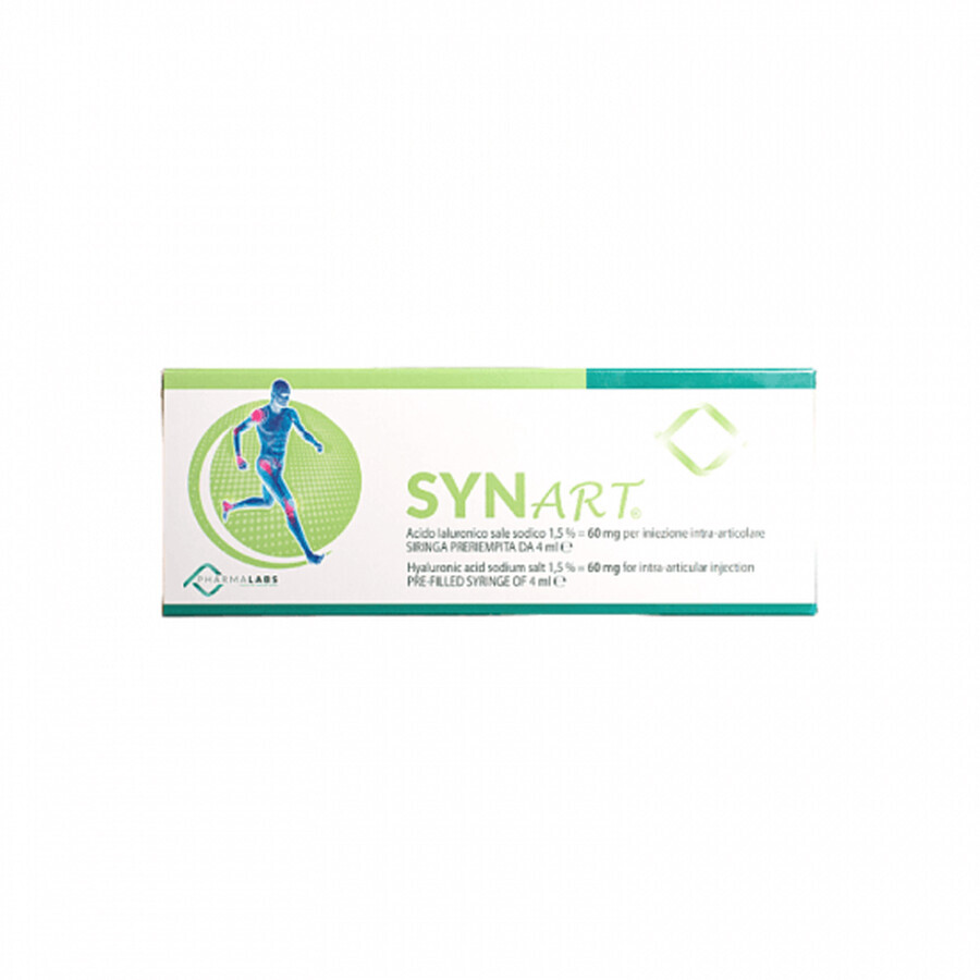 Synart, 60mg/4ml hyaluronzuur injecteerbare oplossing voor infiltratie, 1 voorgevulde spuit, Pharma Labs