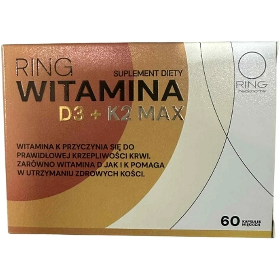 Ring Vitamine D3 + K2 Max 60 capsules.