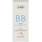 BB cream met SPF 15 natuurlijke tint voor vette en gemengde huid, 50 ml, Ziaja
