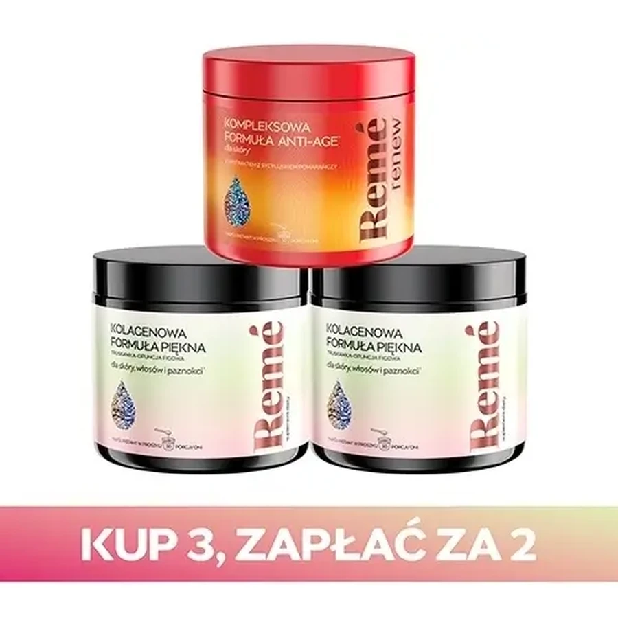 Set Reme 2: Fórmula de Colágeno con Sabor a Fresa y Nopal (30 porciones) + Polvo Antiedad Integral Reme Renew 150 g
