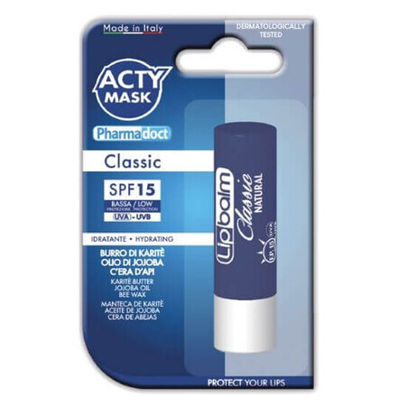 Klassieke lippenbalsem met SPF 15 Acty Mask, 5.7 ml, Pharmadoct