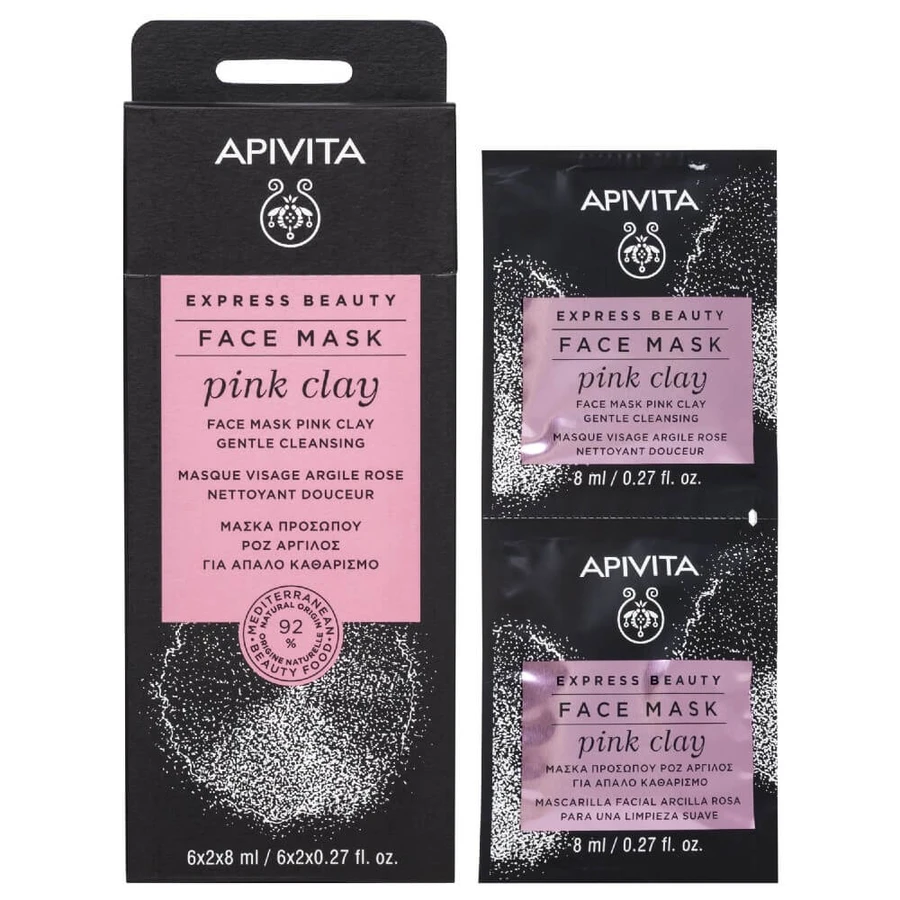 Apivita | Express Beauty | Face Mask with Pink Clay for Gentle Cleansing | 2x8ml