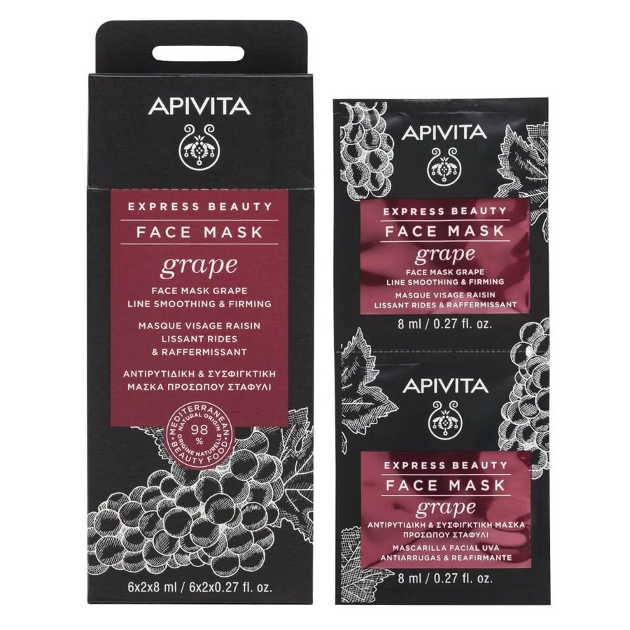 Apivita | Express Beauty | Gesichtsmaske Anti-Falten &amp; Straffung mit Trauben | 2x8ml