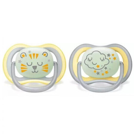 Philips Avent Ultra Air phosphorescent pacifiers, +18 months, 2 pieces Yellow SCF376/01, Philips