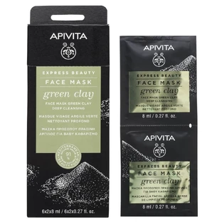 Apivita | Express Beauty | Gezichtsmasker met Groene Klei voor Diepe Reiniging | 2x8ml