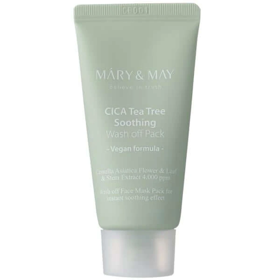 Mary&amp; May | Vegan CICA Tea Tree Soothing Wash Off Pack Mascarilla Facial Calmante &amp; Seborreguladora | 30g