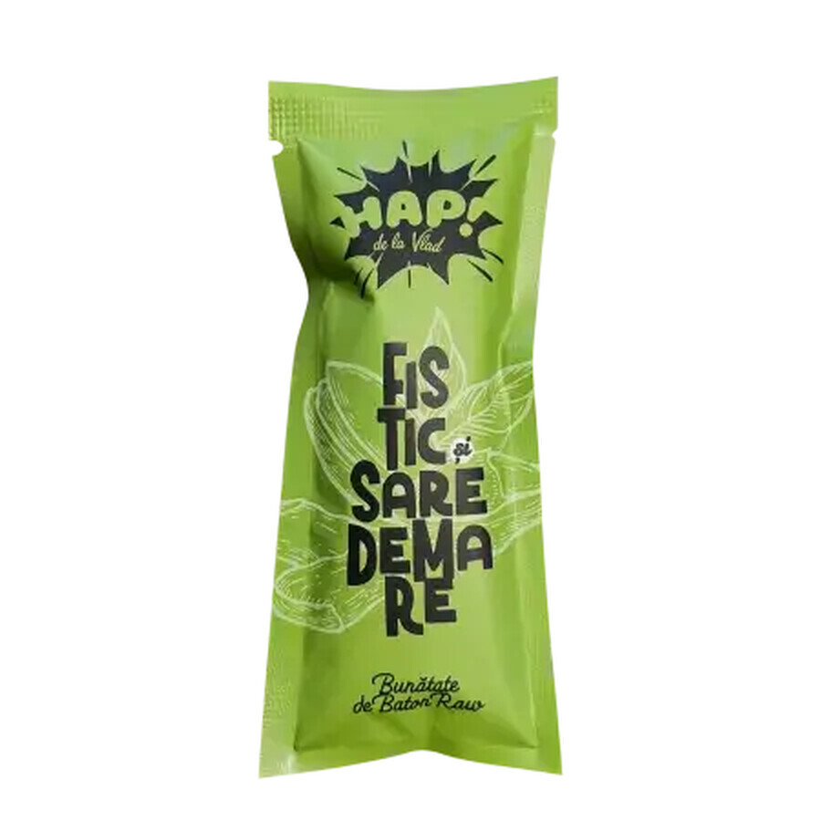 Baton raw vegan cu fistic si sare de mare, 45g, Hap de la Vlad