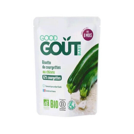 Mancare bio risotto cu zucchini si pranza de capra, +8luni, 190 gr, Good Gout