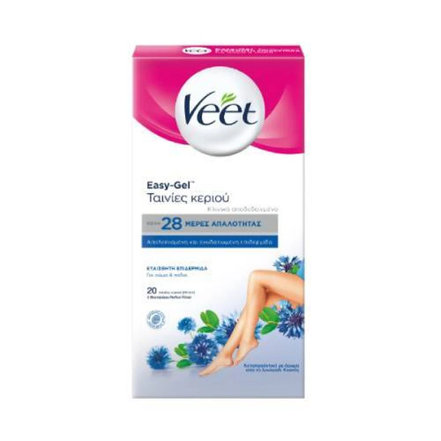 VEET Easy-Gel Wasstrips voor Lichaam en Voeten voor Gevoelige Huid 20 stuks.