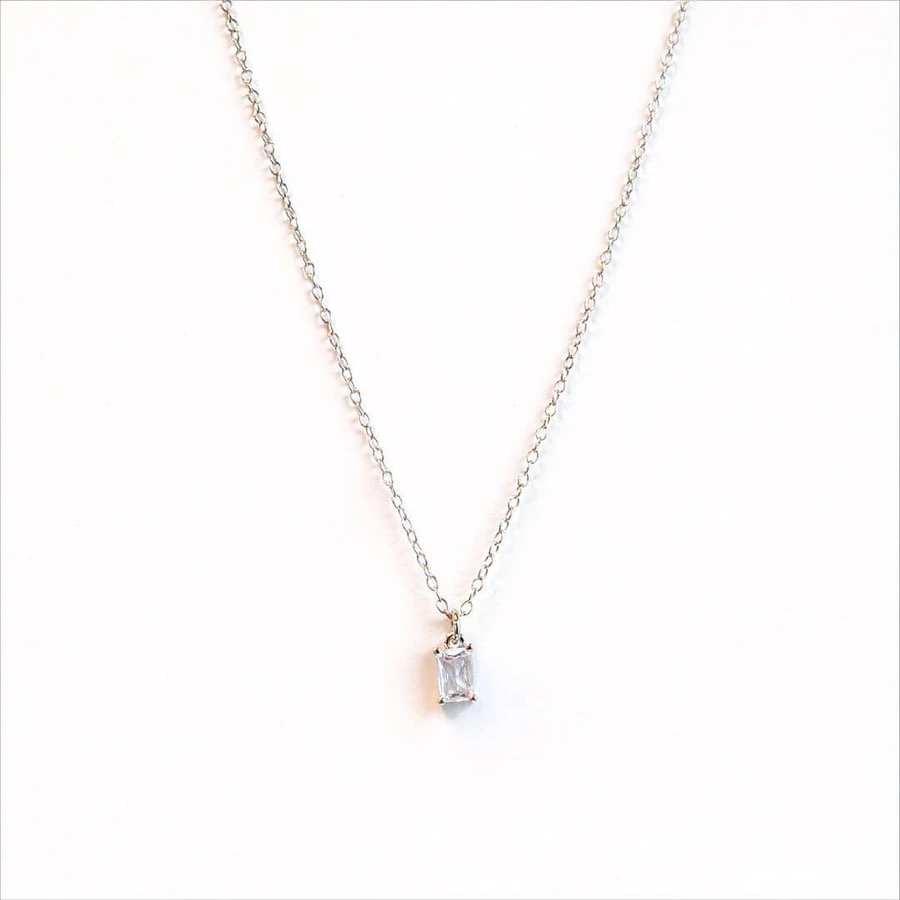 FARMA BIJOUX Hipoalergiczny srebrny naszyjnik z przezroczystym kryształem 38/42 cm (BE1SP01): ceny i cechy