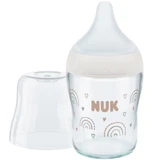 NUK Perfect Match Glass Anti-Colic Bottle with Silicone Nipple & Temperature Indicator for 0+ months 120ml - Rainbow