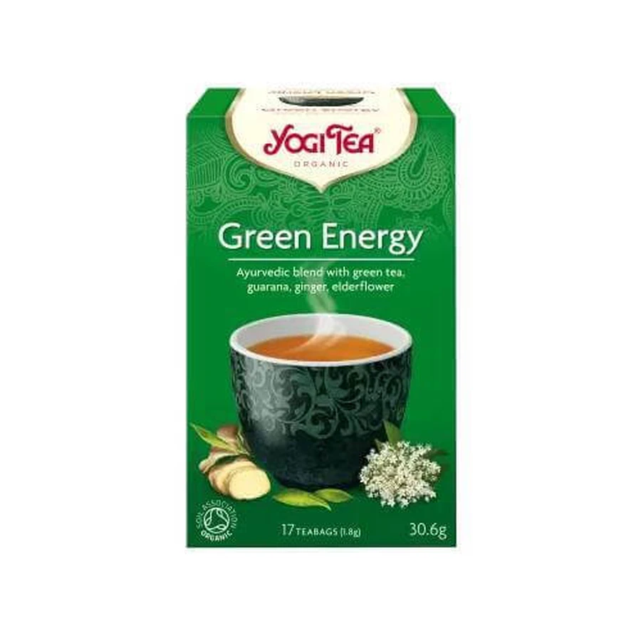 YOGI TEA Energia Verde Tè verde biologico per la stimolazione 17 bustine 30,6g