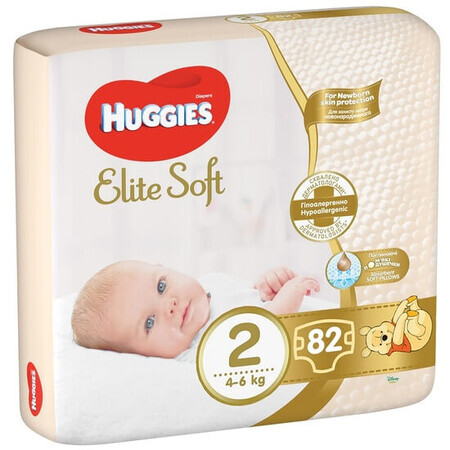 Diapers No. 2 Elite Soft, 4-6 kg, 82 pcs, Huggies