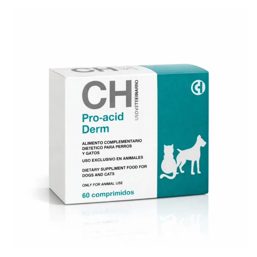 CH PRO-ACID DERM recomendado en la prevención y el tratamiento de las enfermedades de la piel y del pelaje 60 tbl