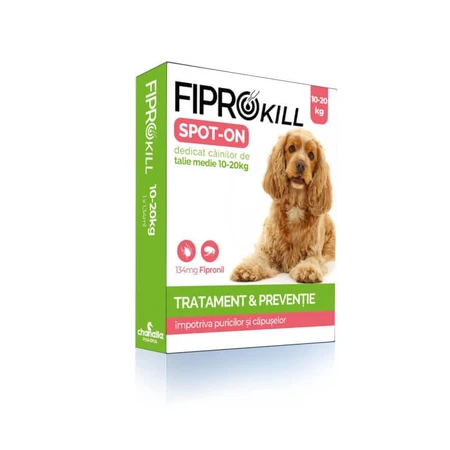 Fiprokill 134 mg Spot-On Caine 10-20 kg -3 Pipete Antiparazitare/Cutie