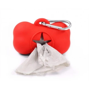 Hygienic bag dispenser, silicone Bone - Red