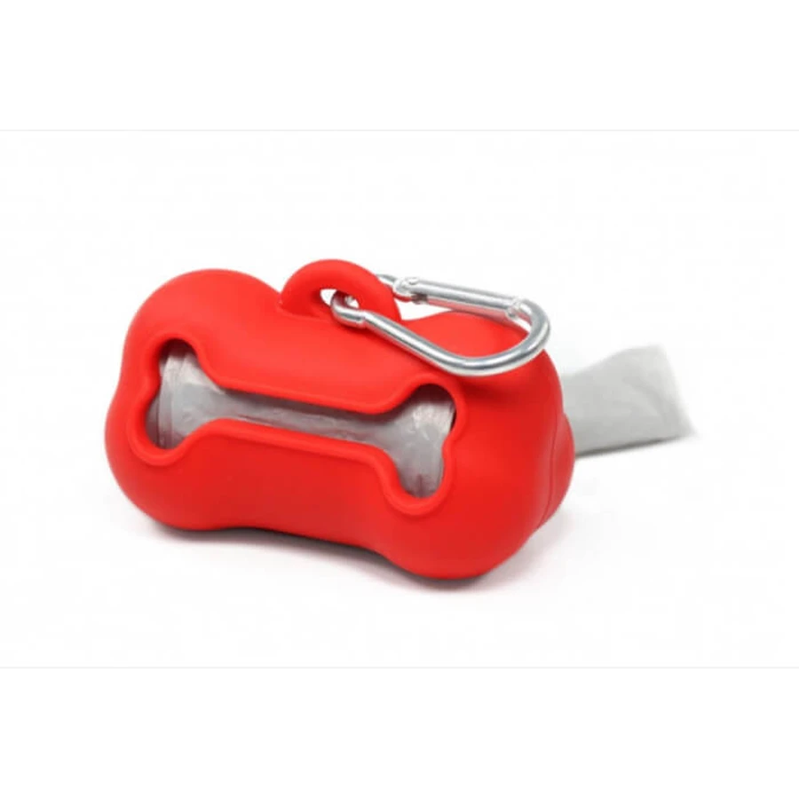 Hygienic bag dispenser, silicone Bone - Red
