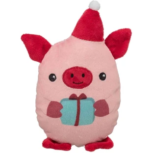 TRIXIE Christmas Piglet, plush toy dogs XS-M, plush, pink and red, 19cm