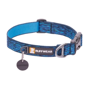 RUFFWEAR Flat Out Oceanic Distortion, regulowana obroża dla psa, niebieska, S(28-36 x 2cm)