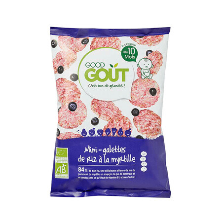 Mini-biscuits bio au riz complet et aux myrtilles, +10 mois, 400 gr, Bonne Goutte