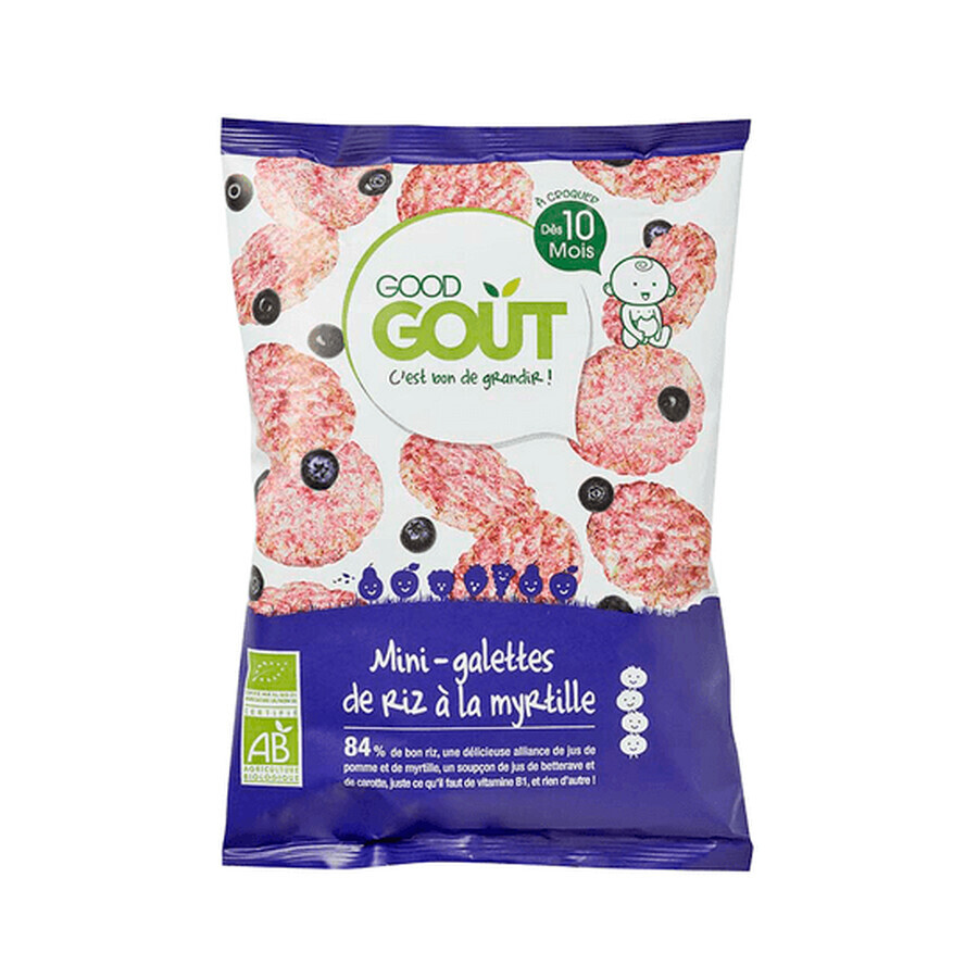 Mini biscuiti bio cu orez expandat si afine, +10 luni, 400 gr, Good Gout