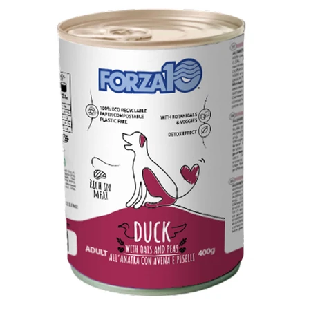 FORZA10 Maintenance, XS-XL, Anatra e piselli, cibo umido in scatola per cani, (paté), 400g