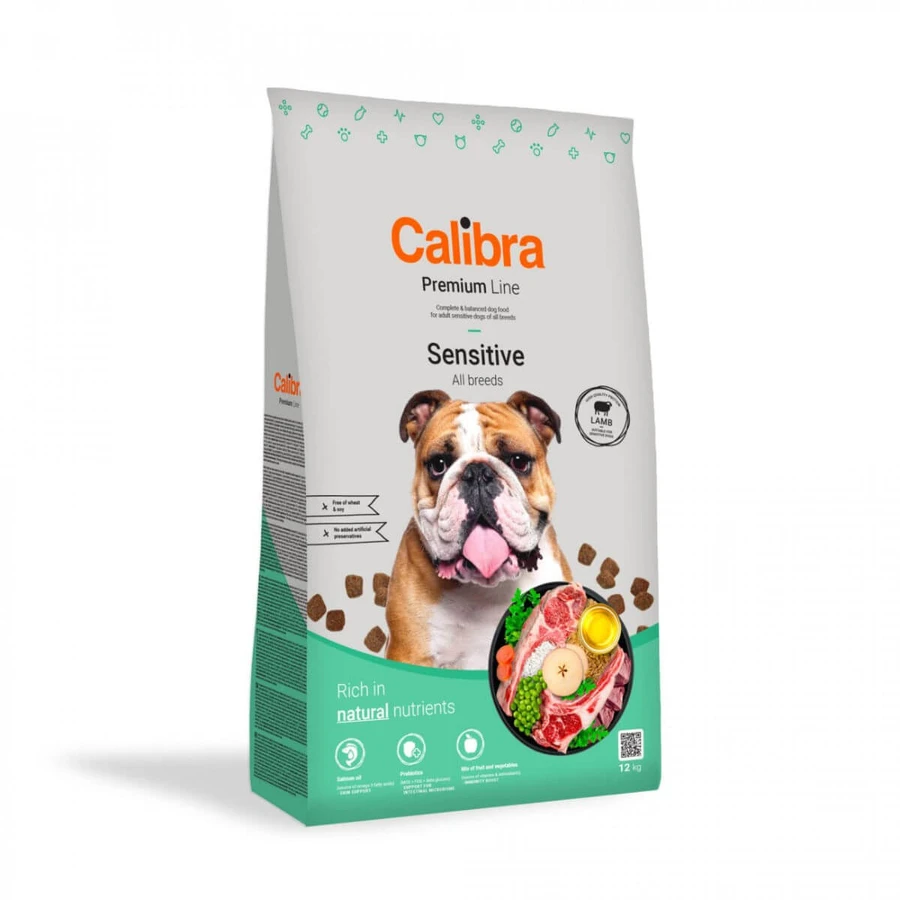 CALIBRA Premium Line Sensitive, XS-XL, Agnello, cibo secco per cani, sistema digestivo, 3kg