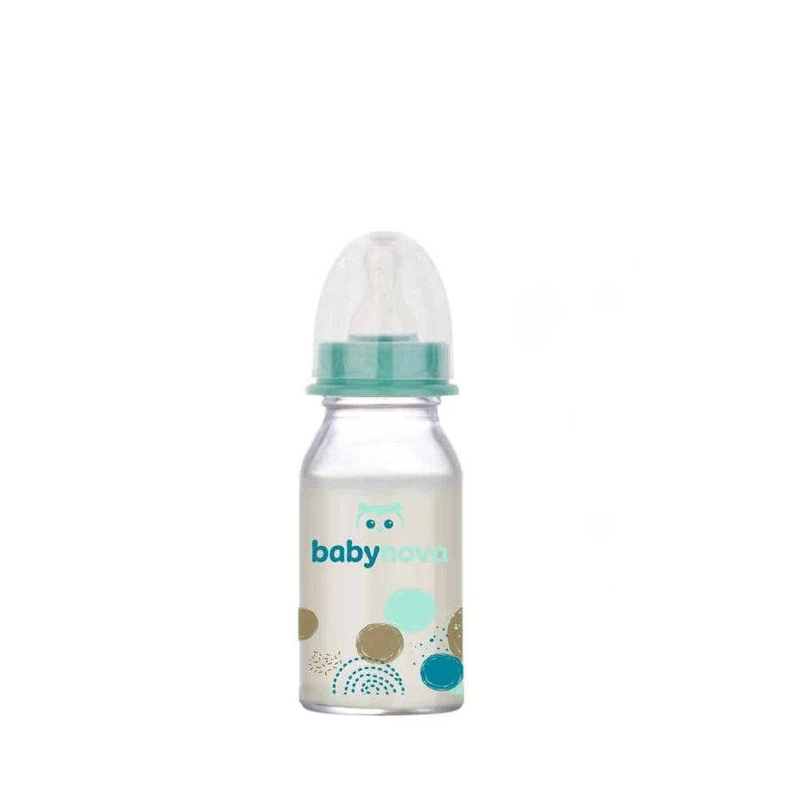 Glazen gedecoreerde fles, 0-24 maanden, 120 ml, BabyNova