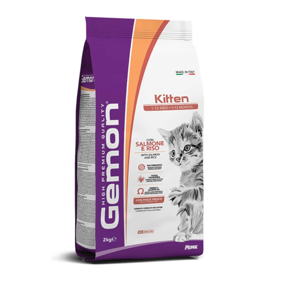 GEMON Kitten, Salmon and Rice, dry food for junior cats, 2kg